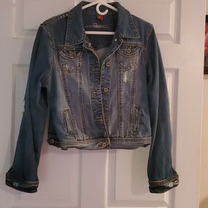 Ladies XL Stetson crop distressed denim jacket